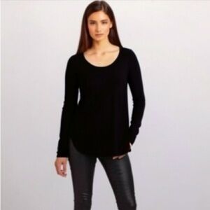 THEORY Olma Wool Silk Black Long Sleeve Knit Sweater Pullover Top